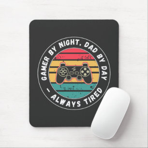 Gamer by Night Dad by Day Tired Funny Dad Quote Muismat