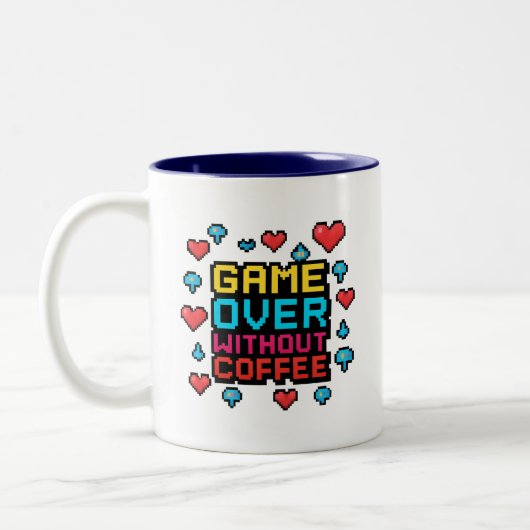 Gamer Café Mug - Retro Pixel Art Caffeine Cadeau (Gauche)