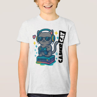 Gamer Cat – Cool Cat met hoofdtelefoon en gamecont Tri-Blend Shirt