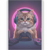 Gamer Cat Kids Sticker – Funny Cartoon Kitten (Devant)