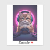 Gamer Cat Kids Sticker – Funny Cartoon Kitten (Feuille)