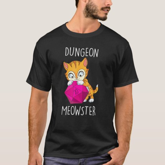 Gamer Cat Nerdy Cat D20 Dice Rpg Gamer Dungeon Meo T-shirt (Voorkant)