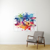 Gamer Chat Delight : Tapisserie couleur aquarelle (En situation (horizontale))