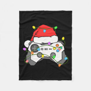 Gamer Christmas Gaming Santa Hat Video Game Contro Fleece Deken