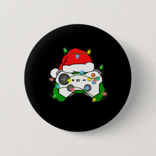 Gamer Christmas Gaming Santa Hat Video Game Contro Ronde Button 5,7 Cm