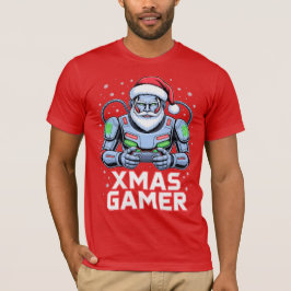 Gamer Christmas Gifts Cyber Santa Robot Xmas Gamer T-shirt