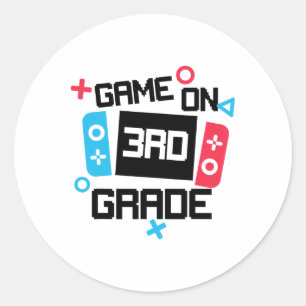 Gamer Ck naar school shirt jongen Game On derde 3e Ronde Sticker