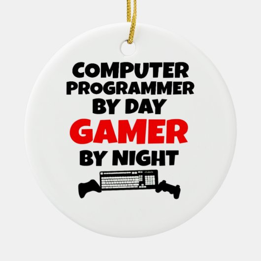Gamer computer programmeur keramisch ornament (Voorkant)