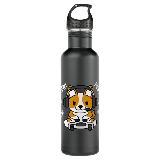 Gamer Corgi Gaming Dog 44 Waterfles (Voorkant)