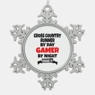 Gamer Cross Country Runner Tin Sneeuwvlok Ornament