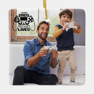 Gamer Dads Fathers Day Custom Photo Keramisch Ornament