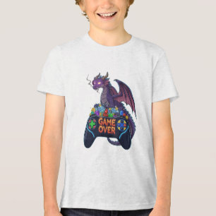 Gamer Draak Bewaakt RPG Dobbelstenen Schat bij "Ga Tri-Blend Shirt