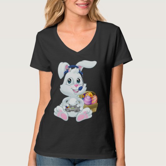 Gamer Easter Bunny Rabbit Video Game Player with C T-shirt (Voorkant)