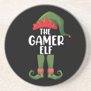 Gamer Elf bijpassende gezins Kerstmis Gamer Zandsteen Onderzetter