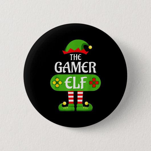 Gamer Elf Kerst Matching Groep Familie Ronde Button 5,7 Cm (Voorkant)