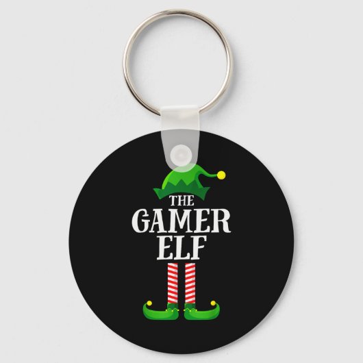 Gamer Elf Matching Family Group Christmas Party Py Sleutelhanger (Voorkant)