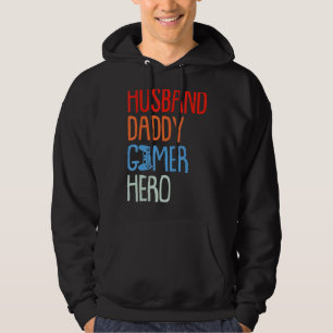 Gamer Fathers Day Gaming Husband Dad Hero Papa D Hoodie