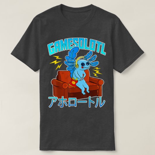 Gamer Fish Aolotl Playing Video Games K T-shirt (Design voorkant)