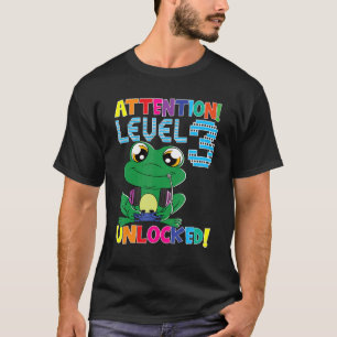 Gamer Frog Boy Attentie Level 3 Unlocked Gaming B T-shirt