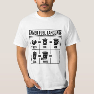 Gamer Fuel Language Funny Coffee Gaming Infographi T-shirt