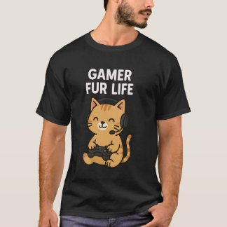 Gamer Fur Life Schattige Gamer Kat Grappig Meme T-shirt