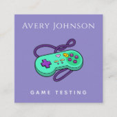 Gamer Game Tester Modern Green Joystick Retro Geek Vierkante Visitekaartje (Voorkant)