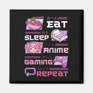 Gamer Gamen Videogames Grappig Eten Slapen Anime G Magneet