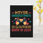 Gamer Geboren in 2009 Verjaardag Gamen Geschenk Re Kaart (Gele Bloem)