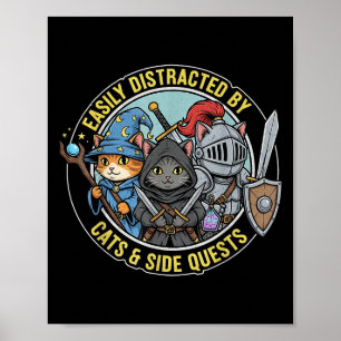 Gamer Gemakkelijk Afgeleid Door Katten Zijmissies Poster