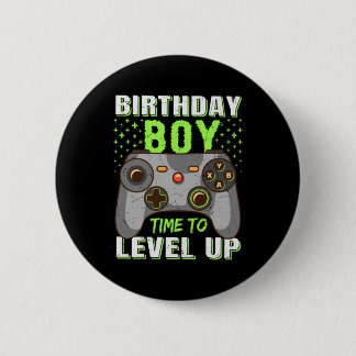 Gamer Gift Birthday Boy tijd om omhoog te gaan Ronde Button 5,7 Cm