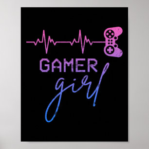 Gamer Girl Cute Heartbeat Gamer voor meisjes Video Poster