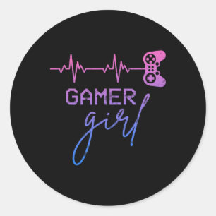 Gamer Girl Cute Heartbeat Gamer voor meisjes Video Ronde Sticker