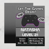 Gamer Girl Dark 21e Invitation anniversaire (Devant / Derrière)