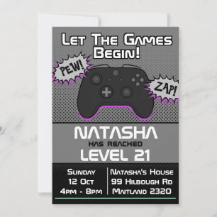 Gamer Girl Dark 21e Invitation anniversaire