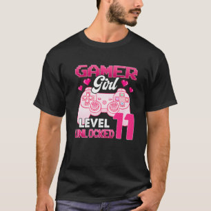 Gamer Girl Level 11 Unlocked Video Game 11th Birth T-shirt