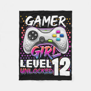 Gamer Girl Level 12 Unlocked Video Game 12th Birth Fleece Deken