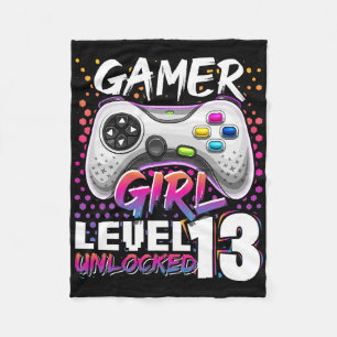 Gamer Girl Level 13 Freigeschakeld Videospel 13e V Fleece Deken