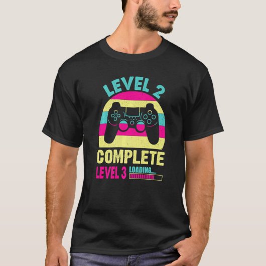 Gamer Girl Level 2 Complete Video Game 2e verjaard T-shirt (Voorkant)