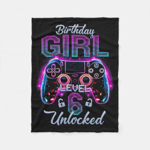 Gamer Girl Level 6 Ontgrendeld Video Gaming 6e Geb Fleece Deken