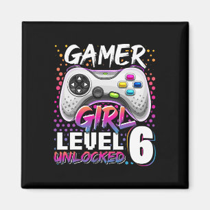 Gamer Girl Level 6 Unlocked Video Game 6th Birthda Magneet