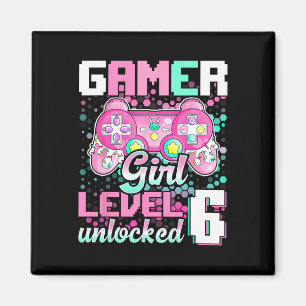 Gamer Girl Level 6 Unlocked Video Game 6th Birthda Magneet