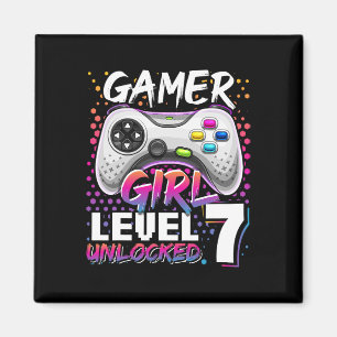 Gamer Girl Level 7 Unlocked Video Game 7th Birthda Magneet