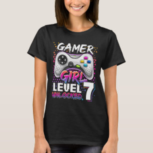 Gamer Girl Level 7 Unlocked Video Game 7th Birthda T-shirt