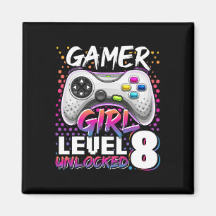 Gamer Girl Level 8 Unlocked Video Game 8th Birthda Magneet