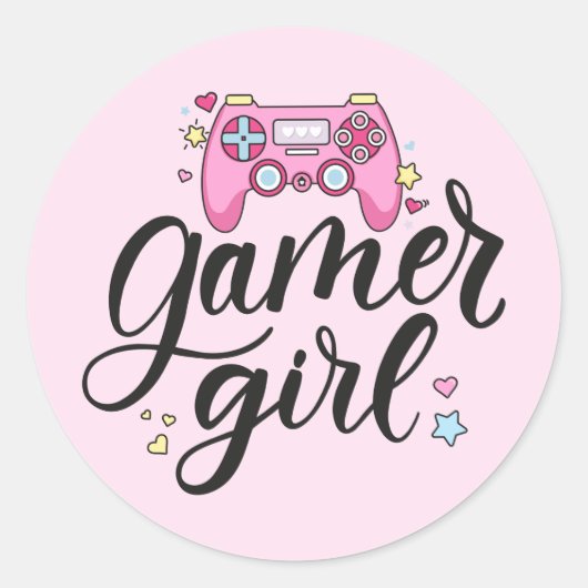 Gamer Girl Ronde Sticker (Voorkant)