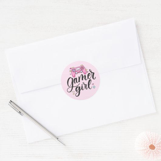 Gamer Girl Ronde Sticker (Envelop)