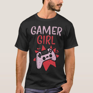 Gamer Girl Roze Game Controller Schattige Video Ga T-shirt