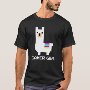 Gamer Girl Schattige Alpaca Lama 8 Bit Videospel C T-shirt