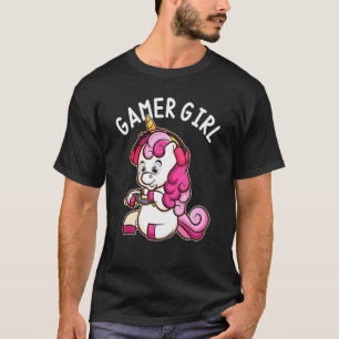 Gamer Girl Unicorn Gaming Cute Video Game Vrouwen T-shirt