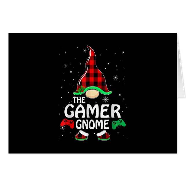 Gamer Gnome Buffalo Plaid Matching Family Christma (Devant Horizontal)